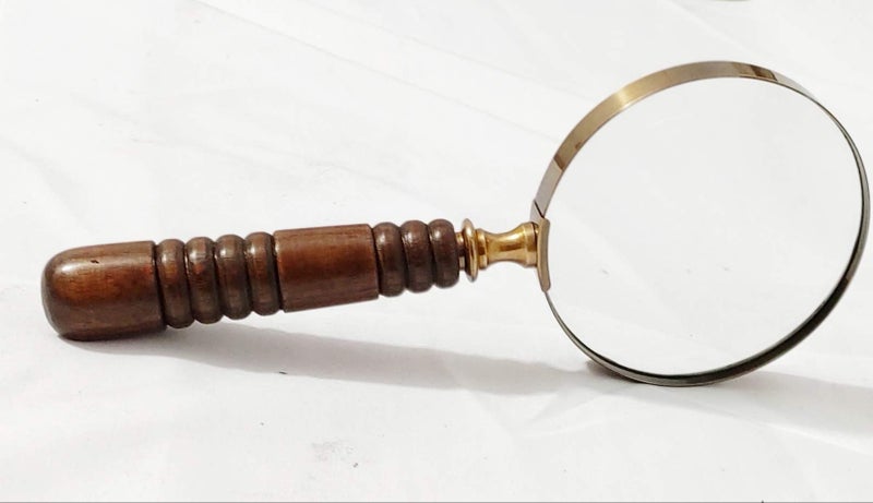 DECONOOR Brass 10X Handheld Magnifier, Wood Handle, Antique, Ideal for Reading, Inspection, Coin & Stamp Collecting, Vintage Gift Decor, 10 inches, 4 inches Diameter, 10X Capacity - Image 5